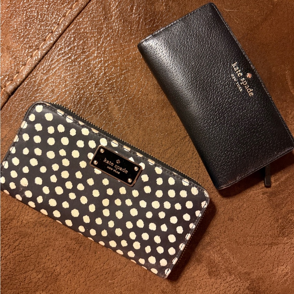 Kate Spade Black and Cream Polka Dot Wallet Set